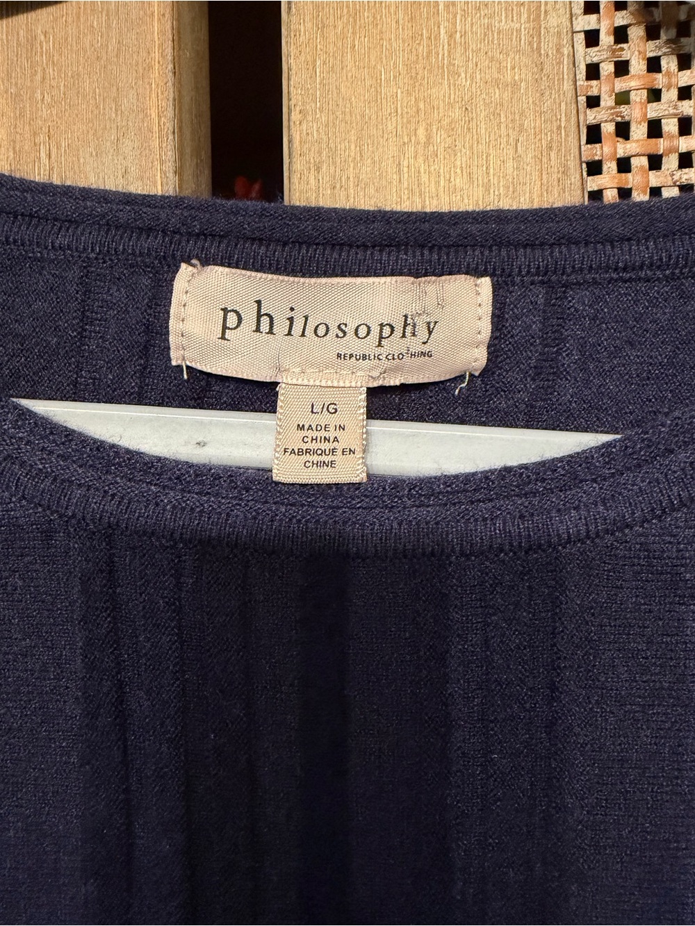 Philosophy Navy Ribbed Knit Short Sleeve Top - Picture 3 of 4